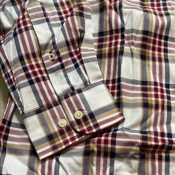 Tommy Hilfiger Classic Fit Red and White Plaid Men's Plaid Shirt Size Large - Picture 8 of 12